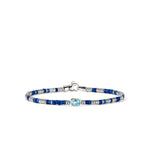 Heishi Gem Bracelet, Sterling Silver, Swiss Blue Topaz, 2.5MM