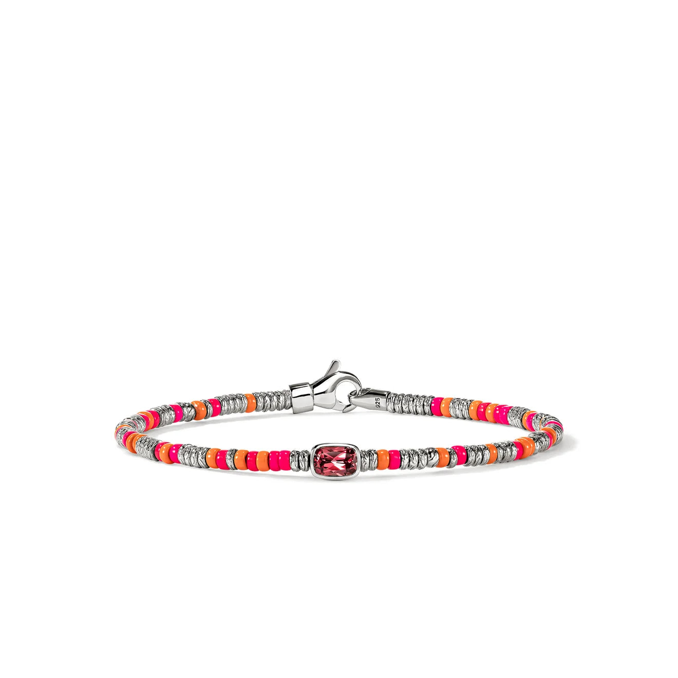 Heishi Gem Bracelet, Sterling Silver, Rhodolite, 2.5MM