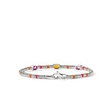 Heishi Gem Bracelet, Sterling Silver, Orange Citrine, Rhodolite, Pink Tourmaline, 2.5MM