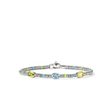 Heishi Gem Bracelet, Sterling Silver, Peridot, Sky Blue Topaz, Lemon Quartz, 2.5MM