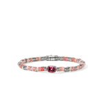 Heishi Gem Bracelet, Sterling Silver, Rhodolite, 4MM