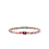 Heishi Gem Bracelet, Sterling Silver, Rhodolite, 4MM
