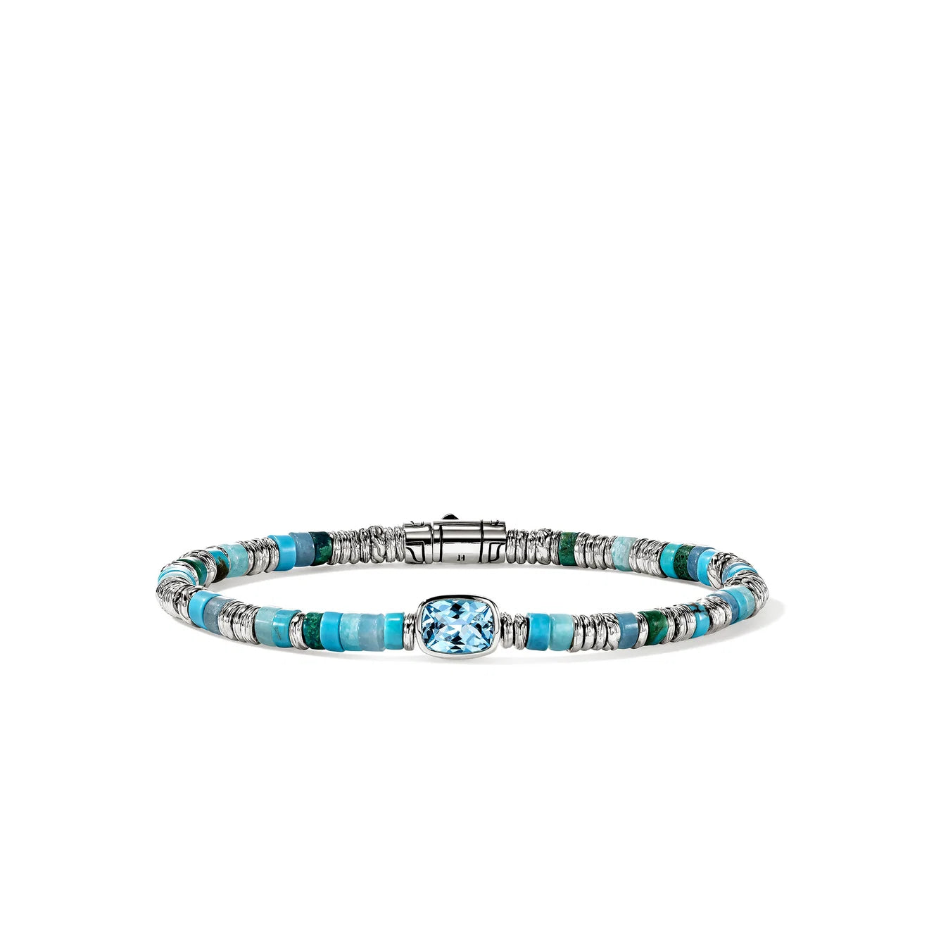 Heishi Gem Bracelet, Sterling Silver, Swiss Blue Topaz, 4MM