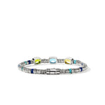 Heishi Gem Bracelet, Sterling Silver, Peridot, Sky Blue Topaz, Quartz, 4MM