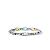 Heishi Gem Bracelet, Sterling Silver, Peridot, Sky Blue Topaz, Quartz, 4MM