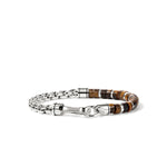 Heishi Chain Bracelet, Sterling Silver, Tiger Eye, 6MM