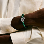Legends Cobra Bracelet, Sterling Silver, Malachite, 8MM