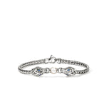 Naga Bracelet, Sterling Silver, Pearl, Blue Sapphire, 3.5MM