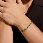 Heishi Bracelet, Hardstones, Emeralds, Sterling Silver, 4MM