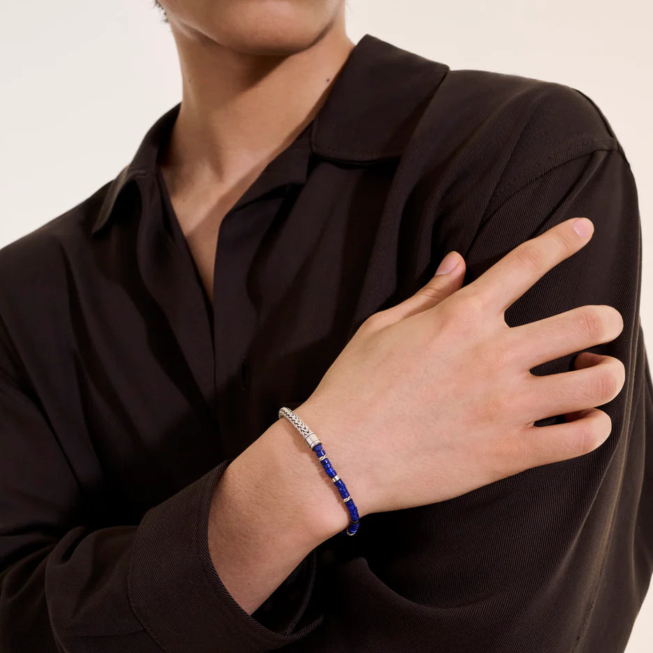 Heishi Chain Bracelet, Sterling Silver, Hardstones