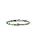 Heishi Chain Bracelet, Sterling Silver, Hardstones, Emeralds