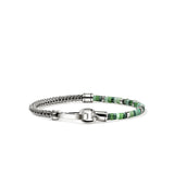 Heishi Chain Bracelet, Sterling Silver, Hardstones, Emeralds