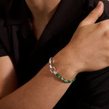 Heishi Chain Bracelet, Sterling Silver, Hardstones, Emeralds