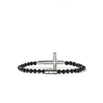 Icon 50 Cross Bracelet, Sterling Silver, Black Onyx, 4MM