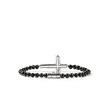 Icon 50 Cross Bracelet, Sterling Silver, Black Onyx, 4MM