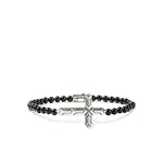 Icon 50 Cross Bracelet, Sterling Silver, Black Onyx, 4MM