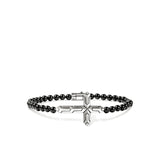 Icon 50 Cross Bracelet, Sterling Silver, Black Onyx, 4MM