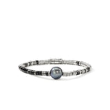 Heishi Bracelet, Sterling Silver, Hardstones, Pearl
