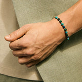 Sterling Silver Beaded Chain Bracelet with Turquoise, Chrysocolla & Malachite