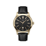Benton 45 mm Classic Quartz Watch with Black Leather Strap