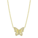 18k Yellow Gold Diamond Petite Butterfly Necklace