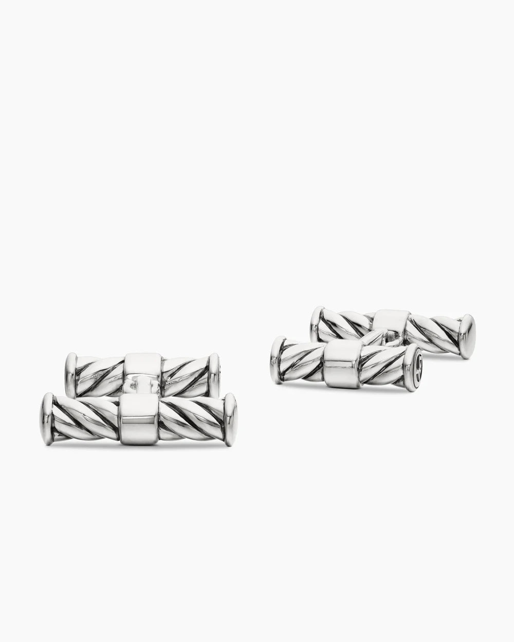 SCULPTED CABLE ELONGATED CUFFLINKS Sterling Silver, 22mm