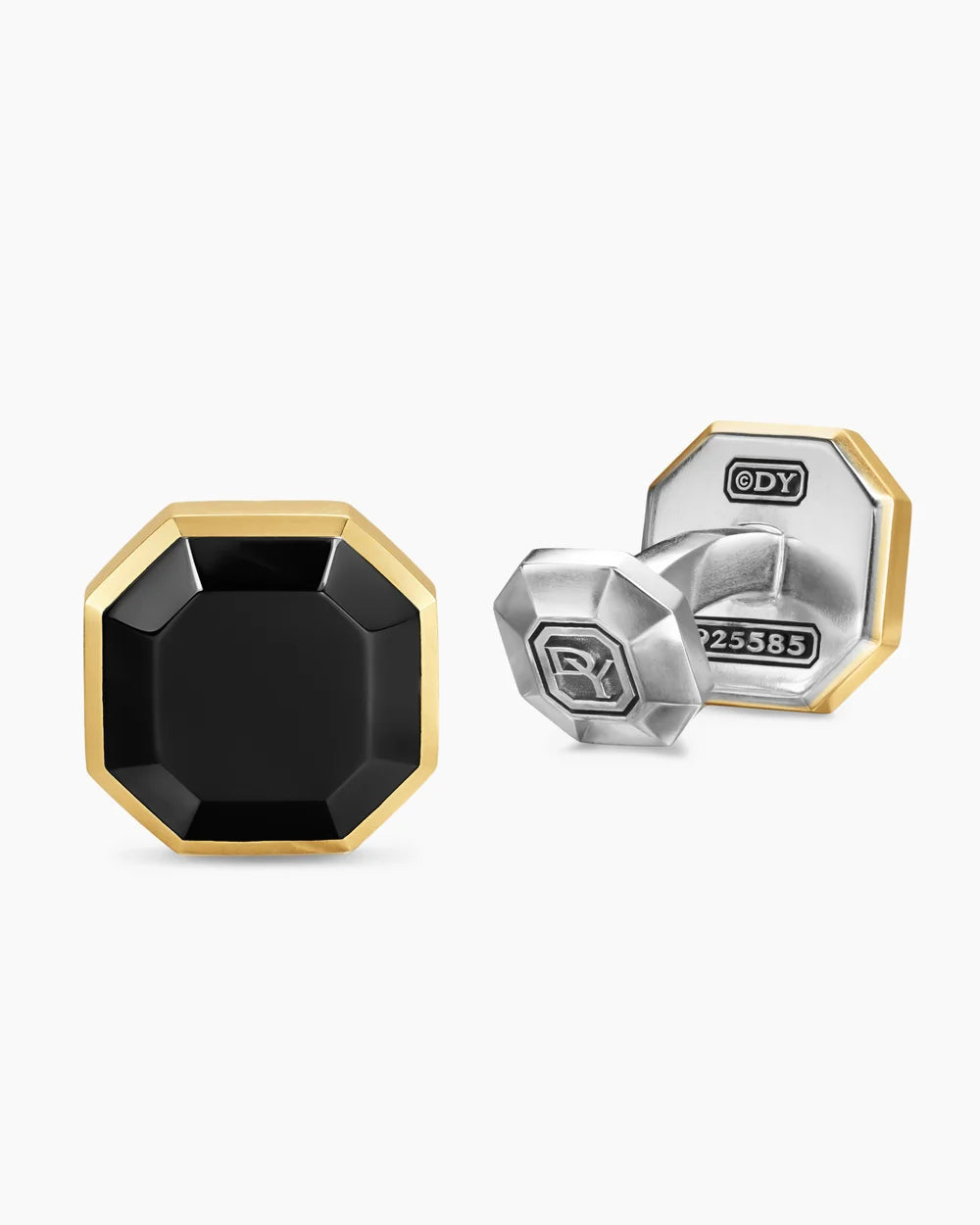 STREAMLINE® CUFFLINKS Sterling Silver with 14K Yellow Gold and Black Onyx, 15mm