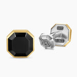 STREAMLINE® CUFFLINKS Sterling Silver with 14K Yellow Gold and Black Onyx, 15mm