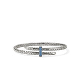 Sterling Silver Spear 4mm Flex Cuff Bracelet with Blue Sapphires