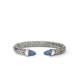 Sterling Silver Spear 8.9mm Flex Cuff Bracelet with Blue Sapphires