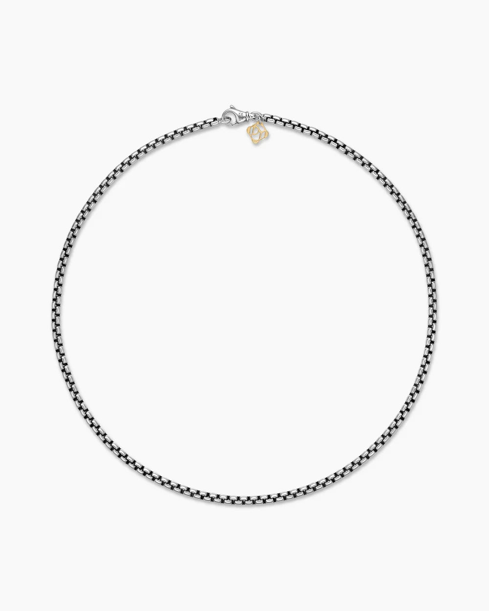 Box Chain Necklace Sterling Silver with 14K Yellow Gold Accent, 3.6mm