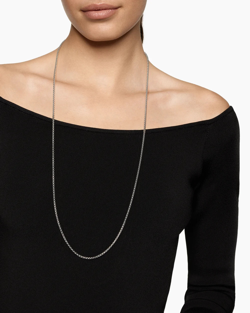 BOX CHAIN NECKLACE Sterling Silver with 14K Yellow Gold Accent, 2.7mm