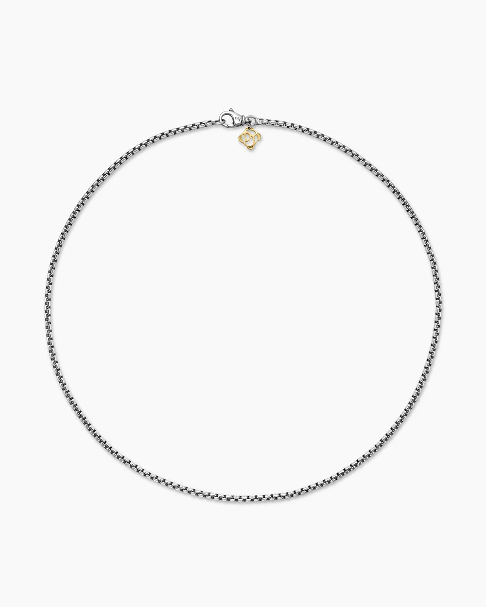 BOX CHAIN NECKLACE Sterling Silver with 14K Yellow Gold Accent, 2.7mm