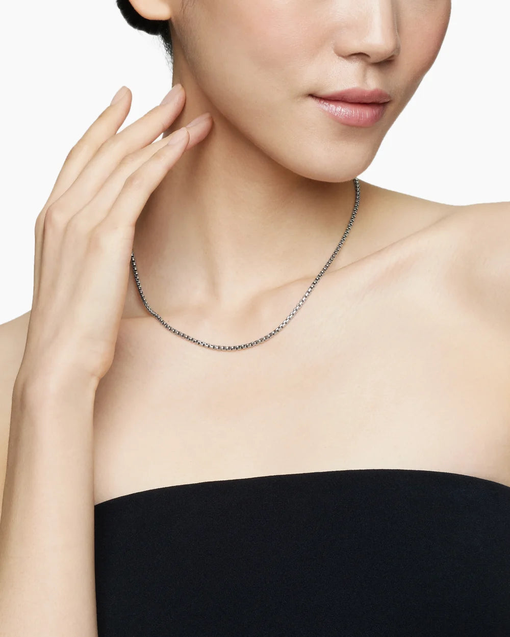 Box Chain Necklace Sterling Silver with 14K Yellow Gold Accent, 2.7mm