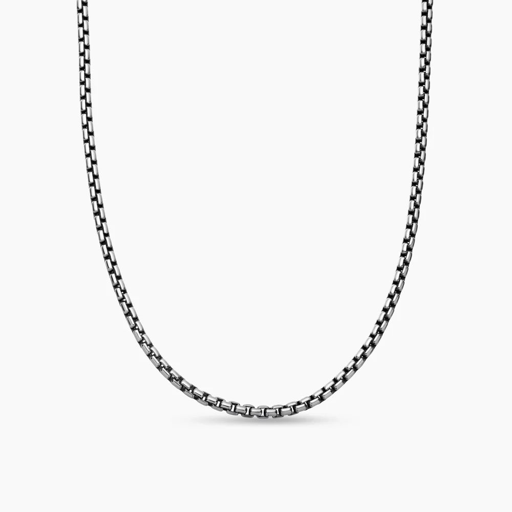 BOX CHAIN NECKLACE Sterling Silver with 14K Yellow Gold Accent, 2.7mm