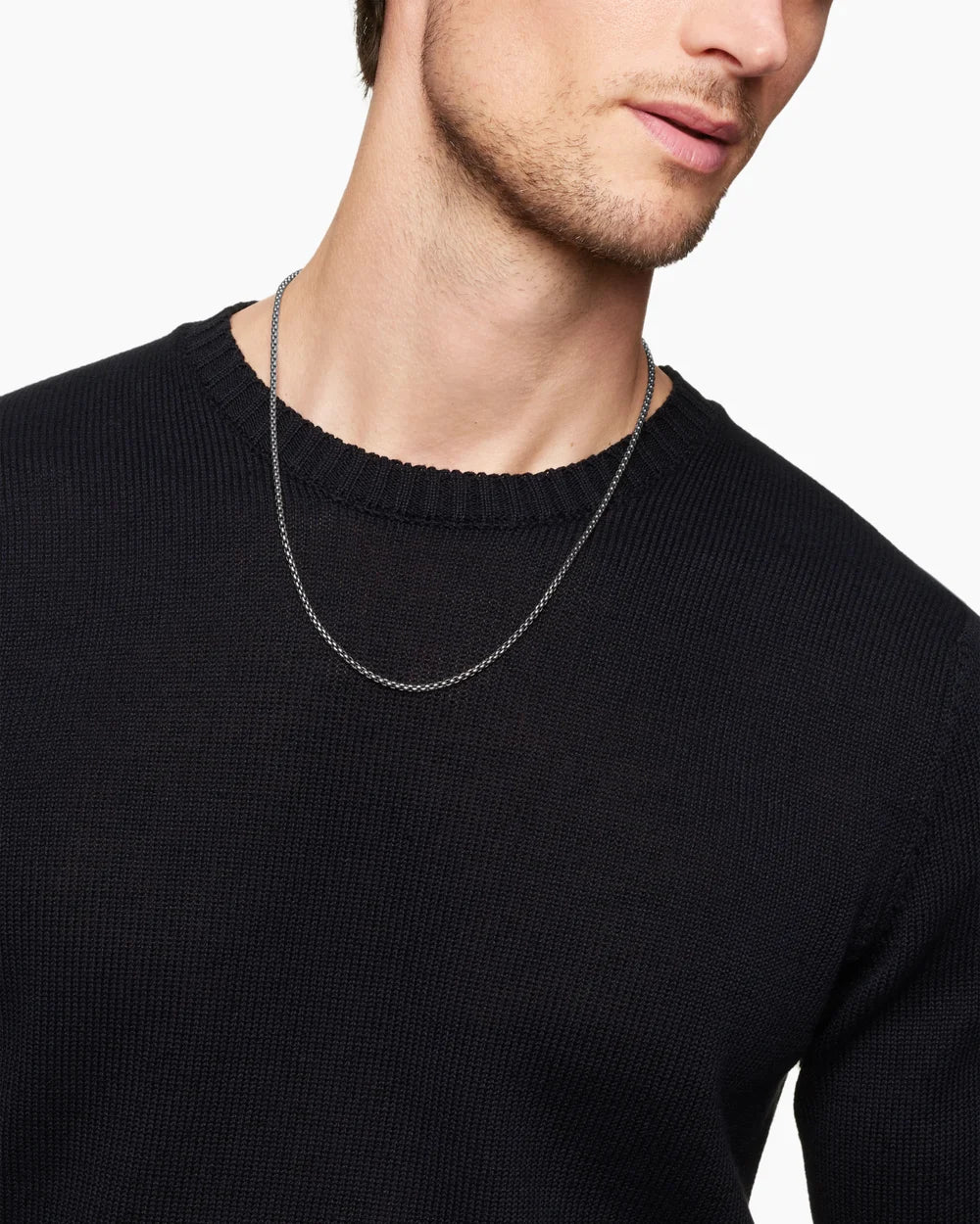Box Chain Necklace in Grey Titanium, 2.7mm