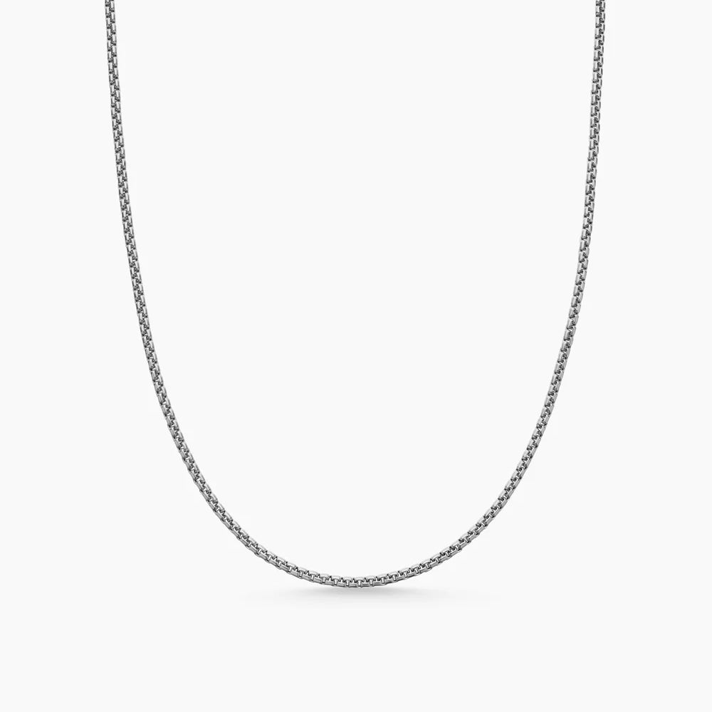 BOX CHAIN NECKLACE Sterling Silver with 14K Yellow Gold Accent, 1.7mm