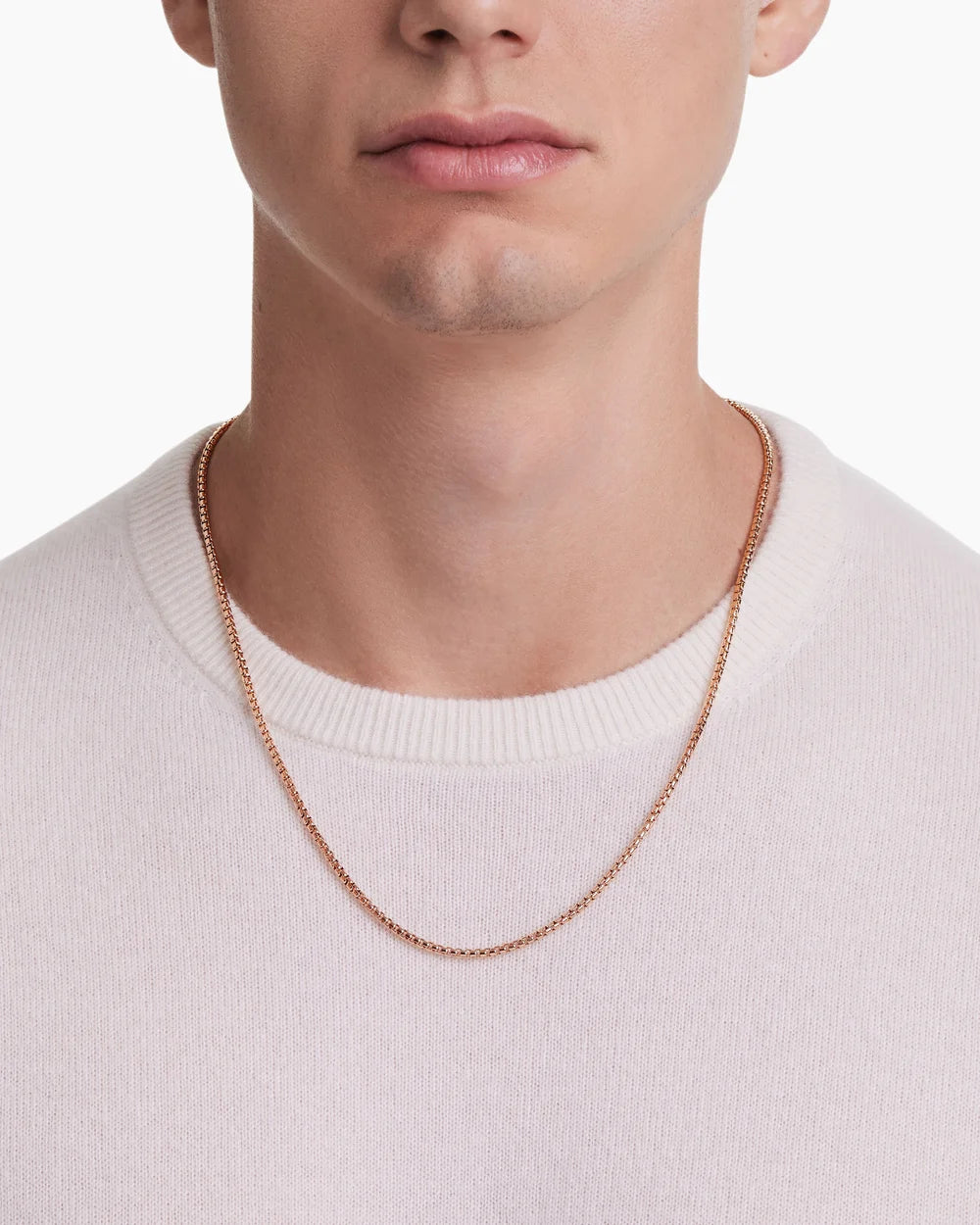 Box Chain Necklace 18K Rose Gold, 2.7mm