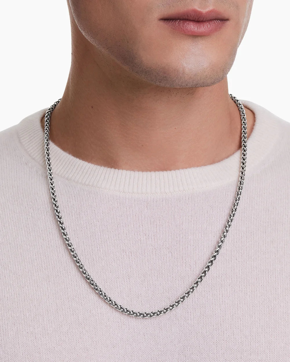 Wheat Chain Necklace in Sterling Silver, 4mm