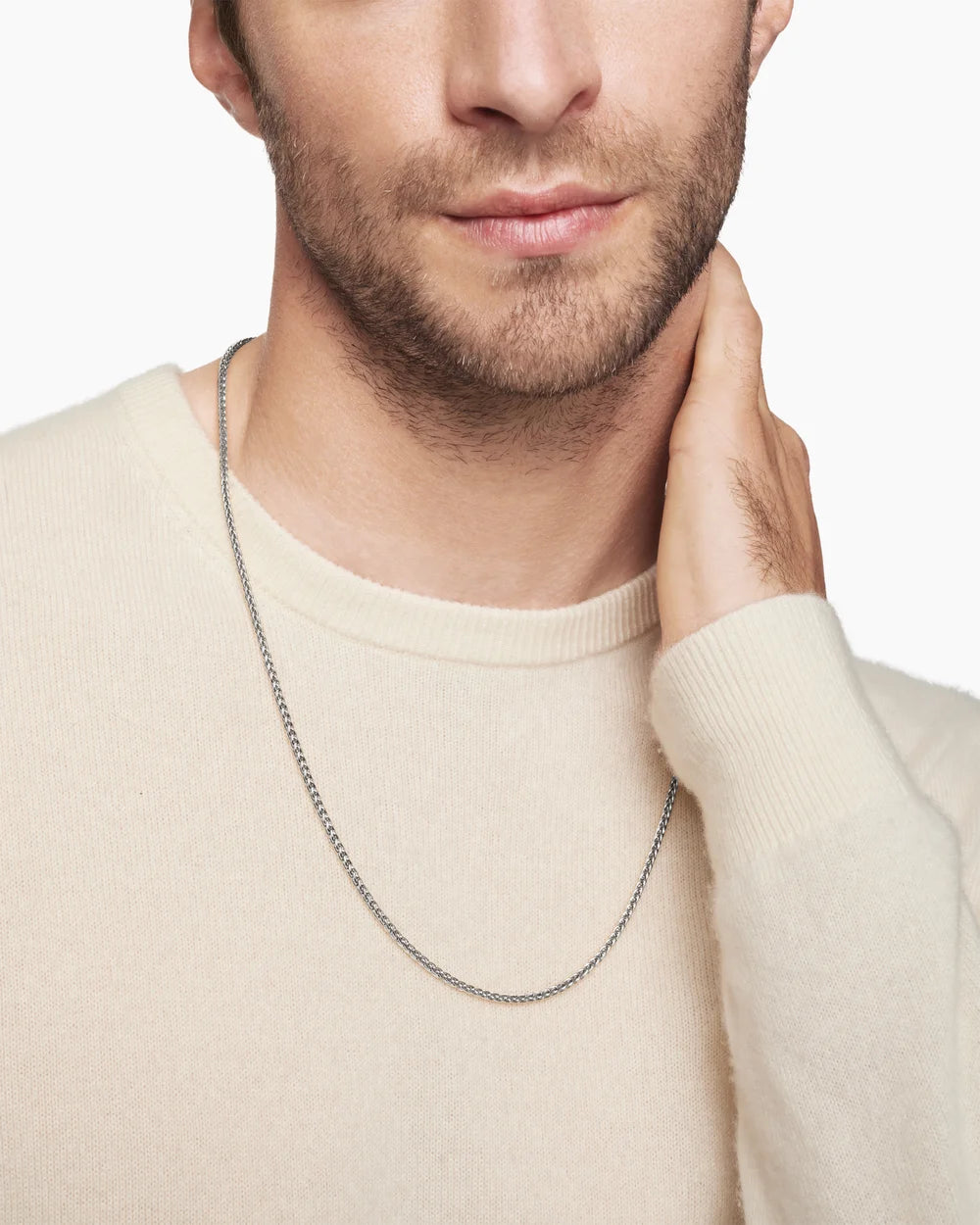Wheat Chain Necklace in Sterling Silver, 2.5mm