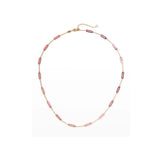 14K Yellow Gold 17 Station Pink Inlay Necklace