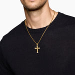 Chevron Cross Pendant 18K Yellow Gold with Diamonds, 33mm