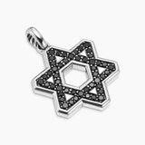 Streamline® Star of David Pendant in Sterling Silver with Black Diamonds, 25mm