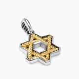 Cable Star of David Amulet Sterling Silver with 18K Yellow Gold, 19mm