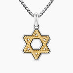 Cable Star of David Amulet Sterling Silver with 18K Yellow Gold, 19mm