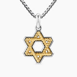 Cable Star of David Amulet Sterling Silver with 18K Yellow Gold, 19mm