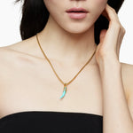 Tusk Amulet with Amazonite and 18K Yellow Gold, 42mm
