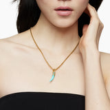 Tusk Amulet with Amazonite and 18K Yellow Gold, 42mm