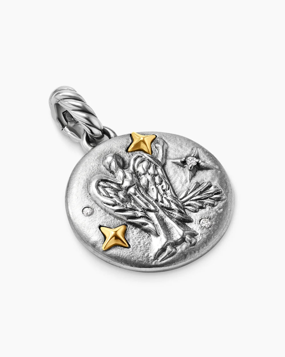 Virgo Amulet Sterling Silver with 18K Yellow Gold and Diamonds, 19mm