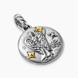 Virgo Amulet Sterling Silver with 18K Yellow Gold and Diamonds, 19mm